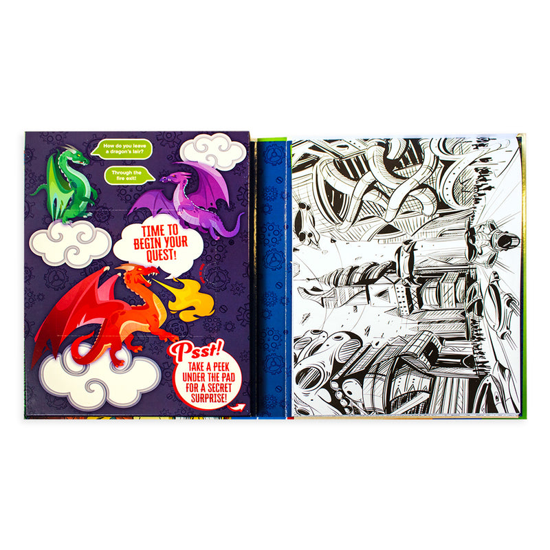 Dinosaurs, Dragons and Robots Colouring Kit