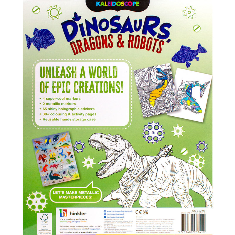 Dinosaurs, Dragons and Robots Colouring Kit