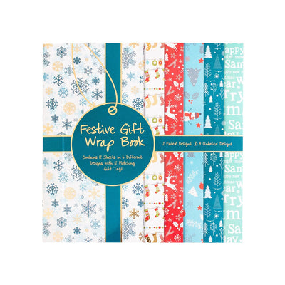 Festive Gift Wrap - 12 sheets and 12 gift tags - Readers Warehouse